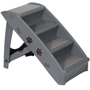 Foldable Pet Dog Stairs for Large Small Dogs Nonslip Dog Steps for High Bed Sofa Couch at Home and Vehicle Dog Ramp for Dogs to get on Bed (Grey)