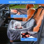 Oiilores Dog Car Seat for Small Dogs,Washable Pet Booster Car Seats with Clip-On Safty Leash, Comfy Deluxe Plush Carseat with Storage Pockets, Puppy Car Travel Carrier Bed for Dogs Under 25 lbs, Grey
