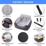 Oiilores Dog Car Seat for Small Dogs,Washable Pet Booster Car Seats with Clip-On Safty Leash, Comfy Deluxe Plush Carseat with Storage Pockets, Puppy Car Travel Carrier Bed for Dogs Under 25 lbs, Grey