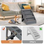 Foldable Pet Dog Stairs for Large Small Dogs Nonslip Dog Steps for High Bed Sofa Couch at Home and Vehicle Dog Ramp for Dogs to get on Bed (Grey)