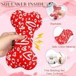 6 Pcs Valentine's Day Dog Toys Puppy Tennis Balls and Dog Squeaky Bone Toys Plush Interactive Pet Toys for Small Medium Large Dog Plush Chew Toys Puppy Training Toss Playing Gift