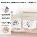 Brabtod Dog Food Storage Contianer,Dog Treats Container,Set of 2 Pet Food Bin Airtigh,Metal Pet Food Storage with Bamboo Lid,Dod Treats Jar-Can be Personalized-Ideal for Dog Kibble Cookie Biscuit