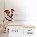 Brabtod Dog Food Storage Contianer,Dog Treats Container,Set of 2 Pet Food Bin Airtigh,Metal Pet Food Storage with Bamboo Lid,Dod Treats Jar-Can be Personalized-Ideal for Dog Kibble Cookie Biscuit