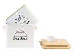 Brabtod Dog Food Storage Contianer,Dog Treats Container,Set of 2 Pet Food Bin Airtigh,Metal Pet Food Storage with Bamboo Lid,Dod Treats Jar-Can be Personalized-Ideal for Dog Kibble Cookie Biscuit