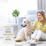 Brabtod Dog Food Storage Contianer,Dog Treats Container,Set of 2 Pet Food Bin Airtigh,Metal Pet Food Storage with Bamboo Lid,Dod Treats Jar-Can be Personalized-Ideal for Dog Kibble Cookie Biscuit