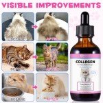 Collagen for Cats, Skin and Coat Supplement for Cats, Liquid Collagen for Cats, Itch Relief for Cats with Allergies, Support Immunity, Joint Health, Cat Collagen Supplement (2 Fl Oz)