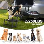 PetRuna Extra Wide Dog Stairs for Car, Foldable Dog Ramp for Car with Non-Slip Surface, Portable Dog Stairs Lightweight Dog Steps for Cars and SUV, High Beds, Truck, Supports up to 250 lbs, 4 Steps