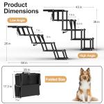 PetRuna Extra Wide Dog Stairs for Car, Foldable Dog Ramp for Car with Non-Slip Surface, Portable Dog Stairs Lightweight Dog Steps for Cars and SUV, High Beds, Truck, Supports up to 250 lbs, 4 Steps