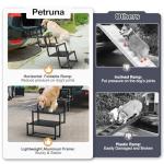 PetRuna Extra Wide Dog Stairs for Car, Foldable Dog Ramp for Car with Non-Slip Surface, Portable Dog Stairs Lightweight Dog Steps for Cars and SUV, High Beds, Truck, Supports up to 250 lbs, 4 Steps