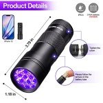 Black Light UV Flashlight,Vansky Blacklight 12 LED Urine Detector For Dog/Cat/Pet Urine & Dry Stains and Bed Bug On Carpets/Rugs/Floor,Matching with Pet Odor Eliminator