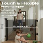 Cumbor Retractable Baby Gate Dog Gate for Stairs Indoor, Extends up to 55" Wide Mesh Dog Gate for Doorways, 34" Tall Safety Dog Gates for The House, Easy to Use Pet Gate for Stairway & Ourdoors, Black