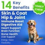 BARK&SPARK Multivitamin Chewable Treats for Dogs - Glucosamine Chondroitin for Joint Support + Omega for Skin & Coat + Probiotics - Multi Vitamin for Dogs Health - Dog Vitamins and Supplements
