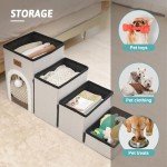 COZY KISS Dog Stairs with Storage or Condo, 17.5" H Small Pet Foldable Ramp with Leakproof Cover, Older Cat Steps for Bed Couch Sofa, Stable, Comfort, Up to 180 Lbs, 13x35x17.5 inch, 4 Tiers, Grey