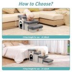 COZY KISS Dog Stairs with Storage or Condo, 17.5" H Small Pet Foldable Ramp with Leakproof Cover, Older Cat Steps for Bed Couch Sofa, Stable, Comfort, Up to 180 Lbs, 13x35x17.5 inch, 4 Tiers, Grey
