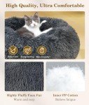 VavoPaw Round Dog Bed for Small Dogs, Donut Cuddler Plush Cat Calming Bed with Machine Washable, Non-Slip Fluffy Dog & Cat Calming Cushion Bed for Joint-Relief and Sleep Improvement, M Size, Dark Grey