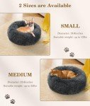 VavoPaw Round Dog Bed for Small Dogs, Donut Cuddler Plush Cat Calming Bed with Machine Washable, Non-Slip Fluffy Dog & Cat Calming Cushion Bed for Joint-Relief and Sleep Improvement, M Size, Dark Grey