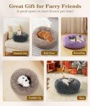 VavoPaw Round Dog Bed for Small Dogs, Donut Cuddler Plush Cat Calming Bed with Machine Washable, Non-Slip Fluffy Dog & Cat Calming Cushion Bed for Joint-Relief and Sleep Improvement, M Size, Dark Grey