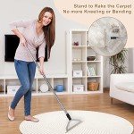 47“ Adjustable Long Handle Carpet Rake Pet Hair Remover, Reusable Large Metal Lint Remover Brush for Embedded Fur Removal from Low Pile Rugs Stairs, Carpet Brush Scraper Dog Cat Hair Remover Broom