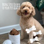 Park Life Designs Ceramic Treat Jar, Kitchen Countertop Container for Dogs, Cats, Puppies and More, Chic Container with Airtight Lid for Cookies, Biscuits and Treats (Manor) (Bones, White, 1.4 Qt)