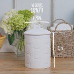 Park Life Designs Ceramic Treat Jar, Kitchen Countertop Container for Dogs, Cats, Puppies and More, Chic Container with Airtight Lid for Cookies, Biscuits and Treats (Manor) (Bones, White, 1.4 Qt)