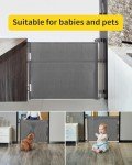 dearlomum Retractable Baby Gate,Mesh Baby Gate or Mesh Dog Gate,33" Tall,Extends up to 55" Wide,Child Safety Gate for Doorways, Stairs, Hallways, Indoor/Outdoor（Grey,33"x55"