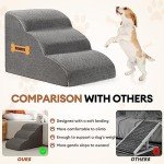 Romrol Dog Stairs Ramp for Beds Couches, Extra Wide Pet Steps with Durable Non-Slip Waterproof Fabric Cover, Dog Slope Stairs for Small Dogs and Cats or Pets Friendly, 3-Tiers