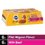 PEDIGREE CHOPPED GROUND DINNER Adult Canned Soft Wet Dog Food Variety Pack, Filet Mignon Flavor and With Beef, 13.2 oz. Cans (Pack of 12)