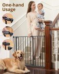 InnoTruth 28.9-42.1" Wide Baby Gate for Stairs, 30" Tall Dog Gates for Doorways Expandable One-Hand Open, Easy Walk Through Dual Lock Metal Pet Gates for Dogs, Black-Family & Mom's Choice Award Winner