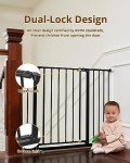 InnoTruth 28.9-42.1" Wide Baby Gate for Stairs, 30" Tall Dog Gates for Doorways Expandable One-Hand Open, Easy Walk Through Dual Lock Metal Pet Gates for Dogs, Black-Family & Mom's Choice Award Winner