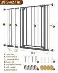 InnoTruth 28.9-42.1" Wide Baby Gate for Stairs, 30" Tall Dog Gates for Doorways Expandable One-Hand Open, Easy Walk Through Dual Lock Metal Pet Gates for Dogs, Black-Family & Mom's Choice Award Winner