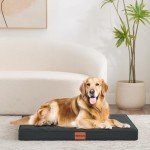 Indestructible Dog Bed Durable Orthopedic Dog Beds for Large Dogs Chew Proof Dog Bed with Removable Washable Cover Outdoor Dog Bed Waterproof Big Dog Bed for Create Pet Beds for Large Dogs(Grey)
