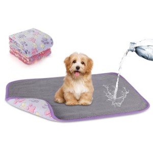 YUEPET Waterproof Dog Blankets, 2 Pack Washable Dog Blankets for Bed Couch Sofa Protector Fleece Flannel Puppy Blanket Soft Plush Reversible Throw Blanket for Small Dogs Puppy Cat 23"×16"(Purple+Pink)