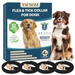 4 Pack Flea Collar for Dogs, Dog Flea and Tick Collar 32 Months Flea and Tick Treatment for Dog, Waterproof Adjustable Dog Flea and Tick Prevention Collar for Small Medium Large Dog Puppy, Black
