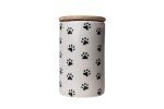 Park Life Designs - Ceramic Pet Treat Jar with Airtight Lid for Dogs, Cats, Puppies and More, Chic Kitchen Countertop Container for Cookies, Biscuits and Treats (Pawz Grey, 1 Qt)