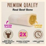 Cadet Double Stuffed Shin Bone - Highly Digestible, High Protein, Long-Lasting Dog Chew Bone for Aggressive Chewers, Supports Dental Health, - Bacon & Cheese Flavor, Small (1 Count)