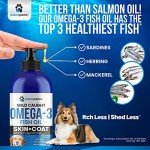 Omega 3 Fish Oil for Dogs - Better Than Salmon Oil for Dogs - Dog Fish Oil Supplement for Shedding, Allergy, Itch Relief - Supports Dry Skin, Joints - Dog Skin and Coat Supplement - Fish Oil Liquid