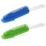 2 Pack Pet Hair Remover Rubber Portable Fluff Cleaner for Carpet Clothes Furniture Sofa Leather Car Seat Also Used as Dog Cat Bath Brush with Massage Effect (Green + Blue)