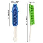2 Pack Pet Hair Remover Rubber Portable Fluff Cleaner for Carpet Clothes Furniture Sofa Leather Car Seat Also Used as Dog Cat Bath Brush with Massage Effect (Green + Blue)