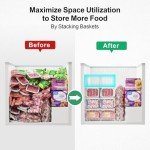 iSPECLE Dog Food Storage Containers - 4 Pack Stackable Pet Food Container for 5 to 7 Cu.Ft Chest Freezer Sort Frozen Raw Food, Chest Freezer Organizer Bins Easy Get Food Better Ventilation, White