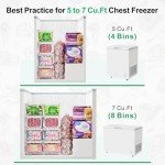 iSPECLE Dog Food Storage Containers - 4 Pack Stackable Pet Food Container for 5 to 7 Cu.Ft Chest Freezer Sort Frozen Raw Food, Chest Freezer Organizer Bins Easy Get Food Better Ventilation, White