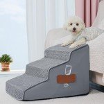 Supet Dog Stairs for Small Medium Dogs to Get on Bed, Dog Ramp for Bed Couch Car, 3 Step Pet Stairs Steps for Doggie Puppy Cat