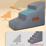 Supet Dog Stairs for Small Medium Dogs to Get on Bed, Dog Ramp for Bed Couch Car, 3 Step Pet Stairs Steps for Doggie Puppy Cat