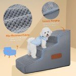 Supet Dog Stairs for Small Medium Dogs to Get on Bed, Dog Ramp for Bed Couch Car, 3 Step Pet Stairs Steps for Doggie Puppy Cat