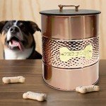 nu steel metal hammered copper 3 Pc set Jumbo Pet Canister with sturdy bone plaque, Dog Food Treat Storage Container Jar with wooden Lid with bone handle, Tight Fitting Lids for Dog Biscuit Cookies