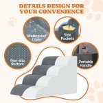 Dog Stairs for Small Dogs: Pawtners 4 Steps 16" Tall Dog Ramp for Bed, Foam Pet Stairs for Large Cat and Medium Dogs, Dog Steps for Dogs to Get on Bed for Couch Sofa Bed Grey