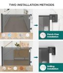 HBlife 34" Tall 118" Extra Wide Retractable Baby & Dog Gates, Safety Baby Gates for Doorways & Stairs, Retractable Dog Gate Pet Gate Indoor & Outdoor, Grey
