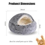 Calming Dog Beds & Cat Cave Bed with Hooded Cover,Washable Round Beds for Small Medium Pets,Anti-Slip Faux Fur Fluffy Coved Bed,Comfortable Warming Pet Bed (20 * 20inch,Grey)