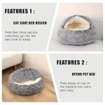 Calming Dog Beds & Cat Cave Bed with Hooded Cover,Washable Round Beds for Small Medium Pets,Anti-Slip Faux Fur Fluffy Coved Bed,Comfortable Warming Pet Bed (20 * 20inch,Grey)