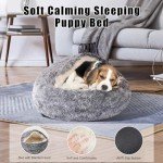Calming Dog Beds & Cat Cave Bed with Hooded Cover,Washable Round Beds for Small Medium Pets,Anti-Slip Faux Fur Fluffy Coved Bed,Comfortable Warming Pet Bed (20 * 20inch,Grey)