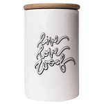 Park Life Designs - Ceramic Pet Treat Jar with Airtight Lid for Dogs, Cats, Puppies and More, Chic Kitchen Countertop Container for Cookies, Biscuits and Treats (Descript, Live Love Woof, 1 Qt)